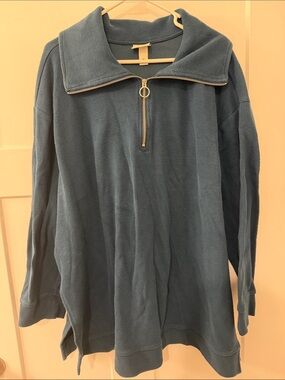 Women’s Teal Half-Zip Sweater Pullover